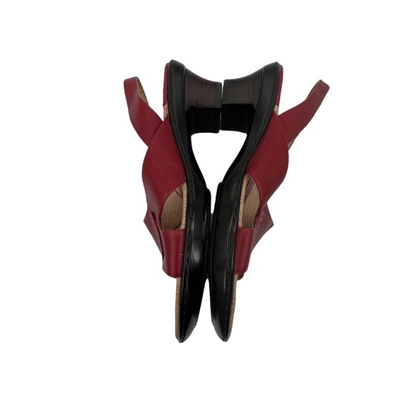 Sofft Burgundy Sling Back Open Toe Heeled Leather Sandals Size 8 Narrow Women’s - Picture 7 of 9